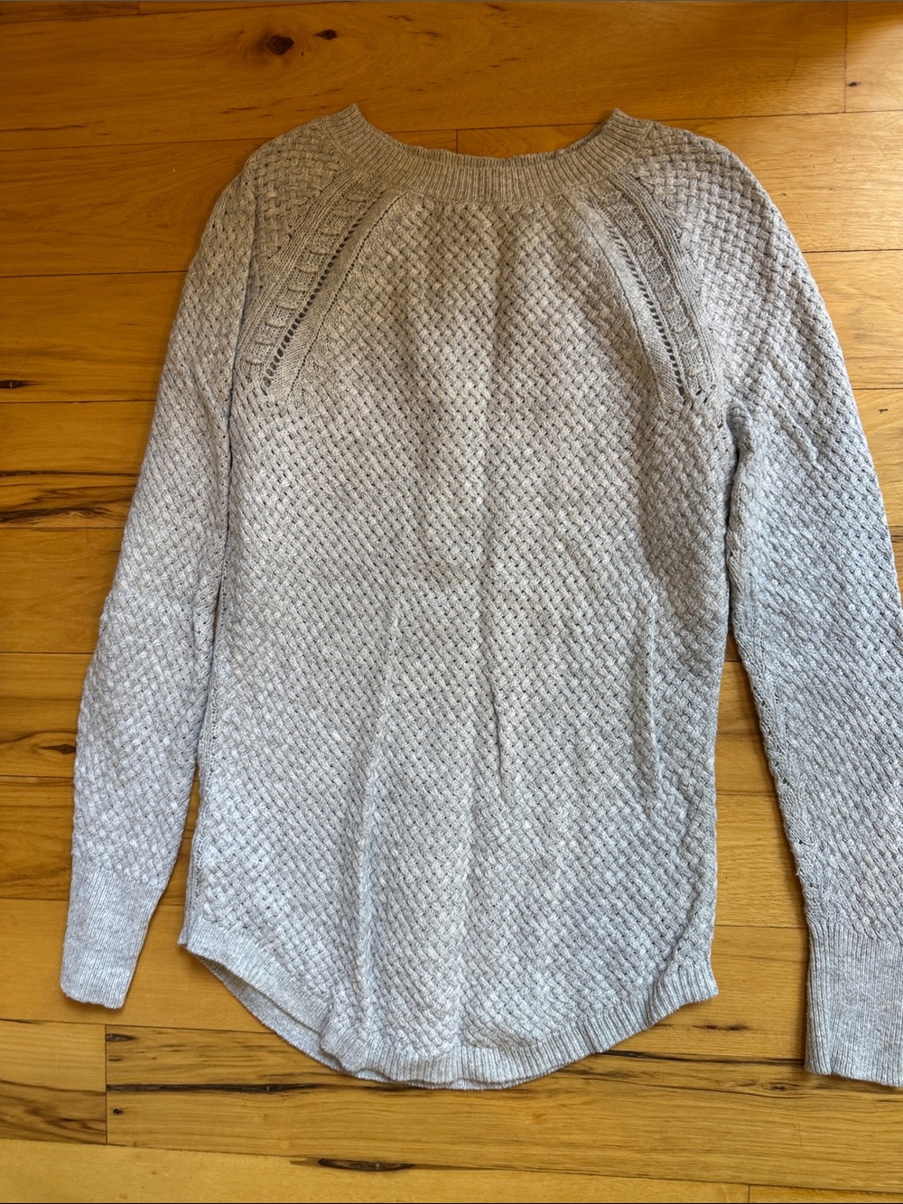 LOFT Light Gray Textured Crewneck Sweater
